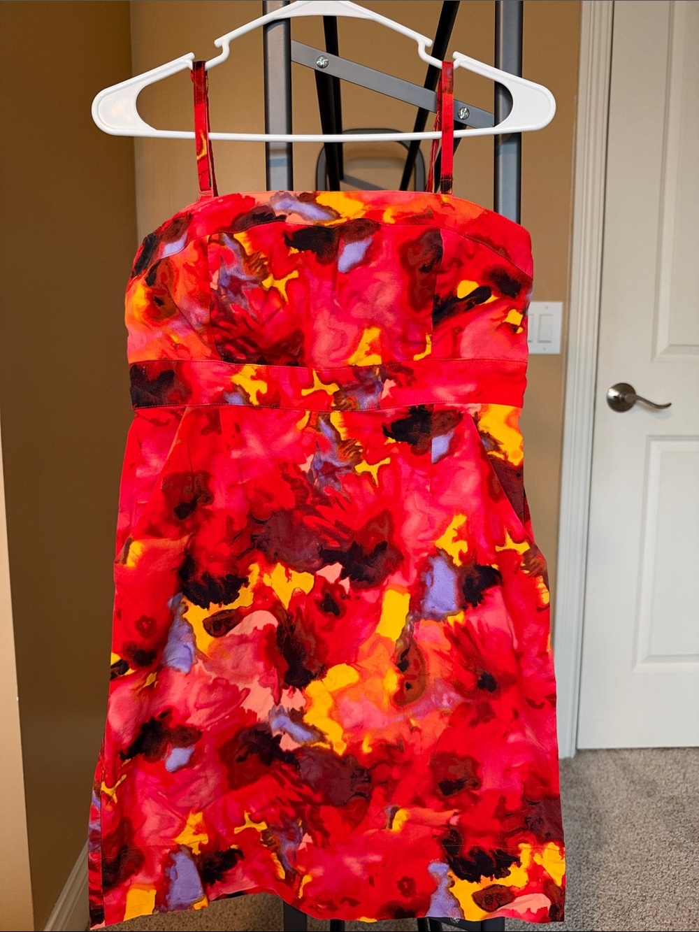 New York & Company Red Floral-Print Spaghetti Strap/Strapless Dress
